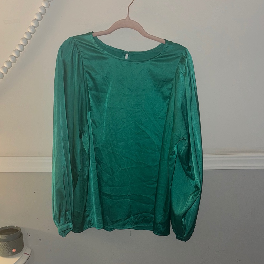 Emerald Green Satin Blouse